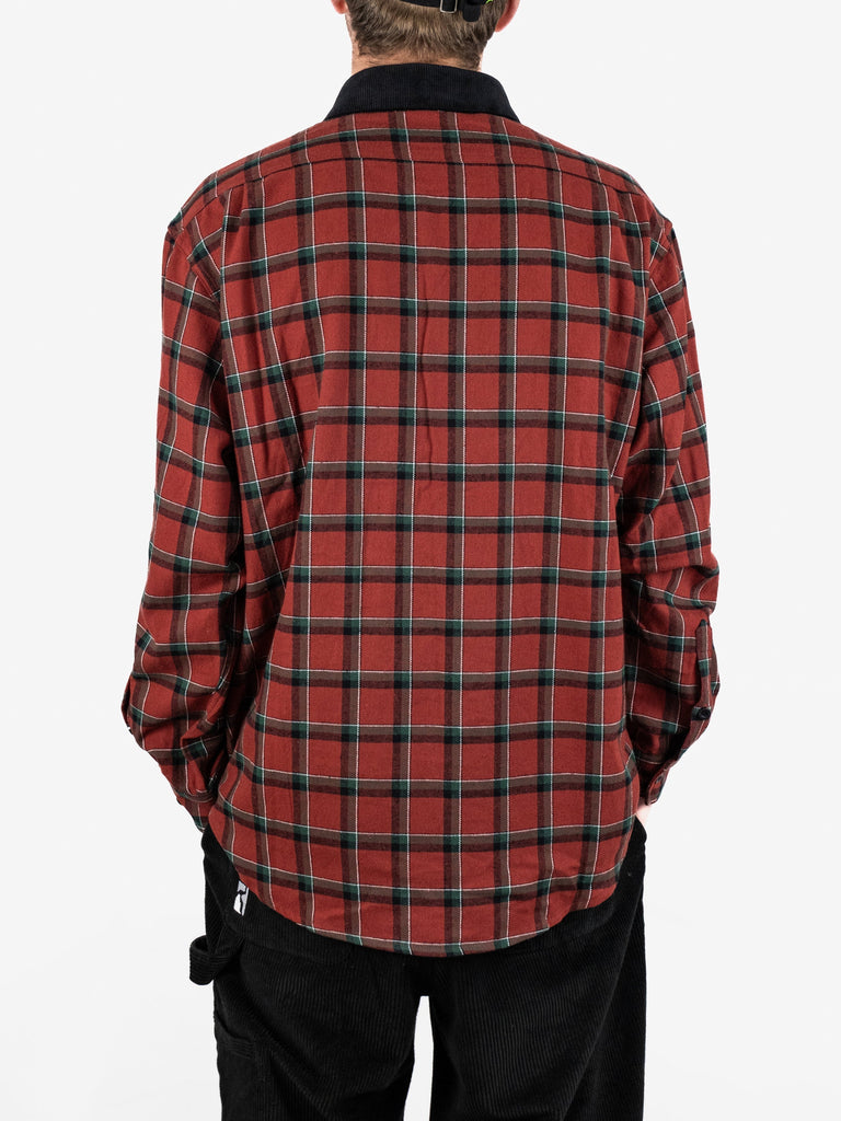 Theories Of Atlantis - Cascadia Cord Collar Flannel Shirt - Brick Red Shirts & Tops Fast Shipping - Grind Supply Co - Online Skateboard Shop