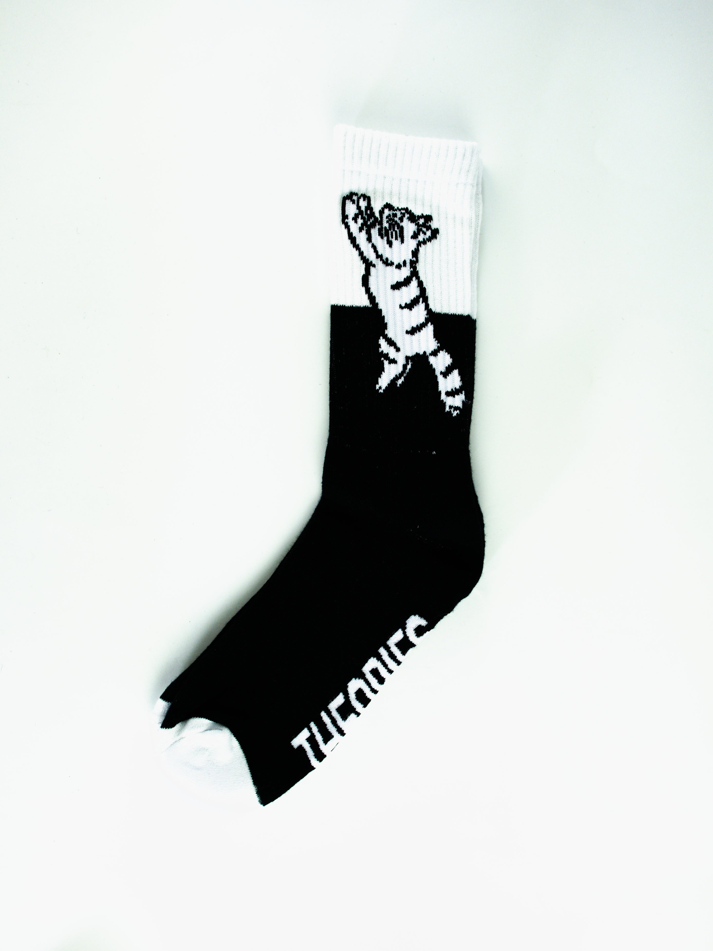 Theories of atlantis - conscious kitty socks - black white black sock white