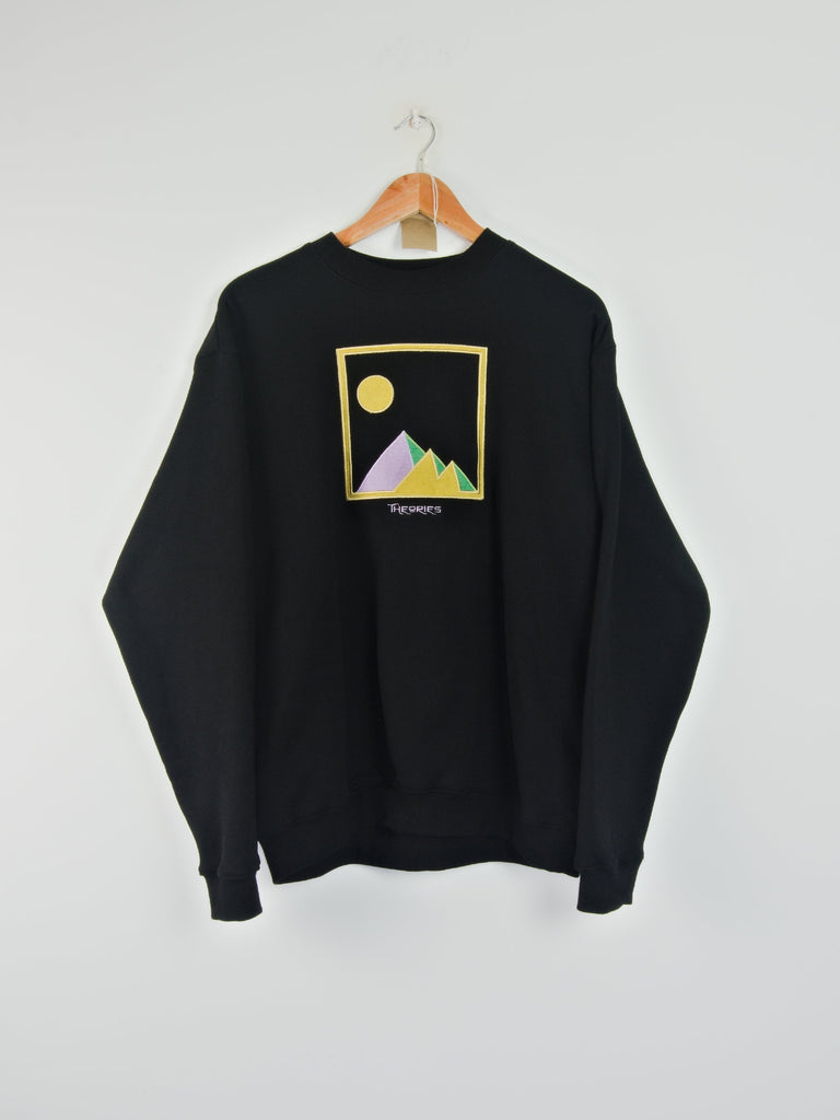 Theories of atlantis - giza applique crewneck sweatshirt - black grind supply company uk
