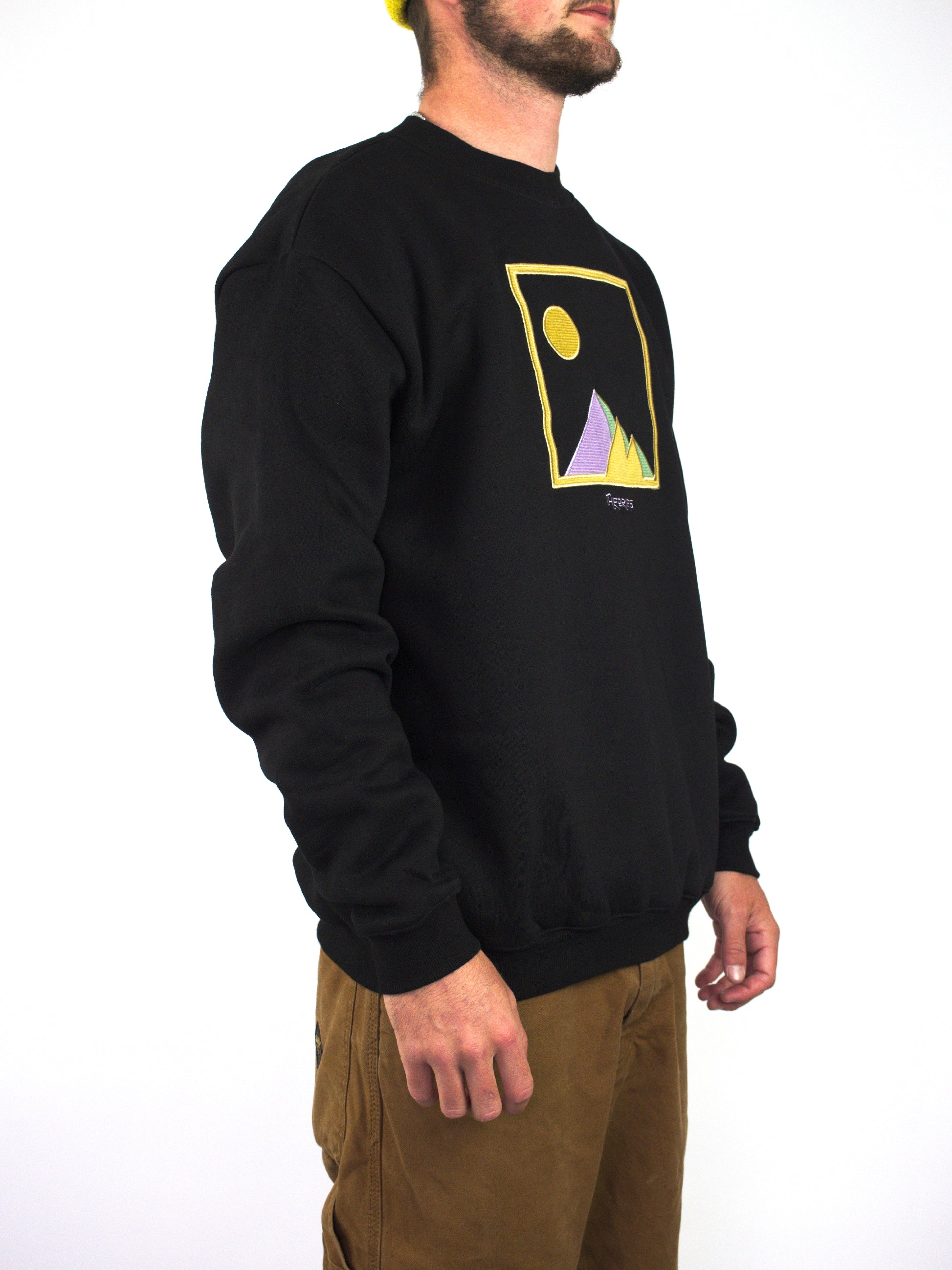 Theories of atlantis - giza applique crewneck sweatshirt - black black sweatshirt geometric
