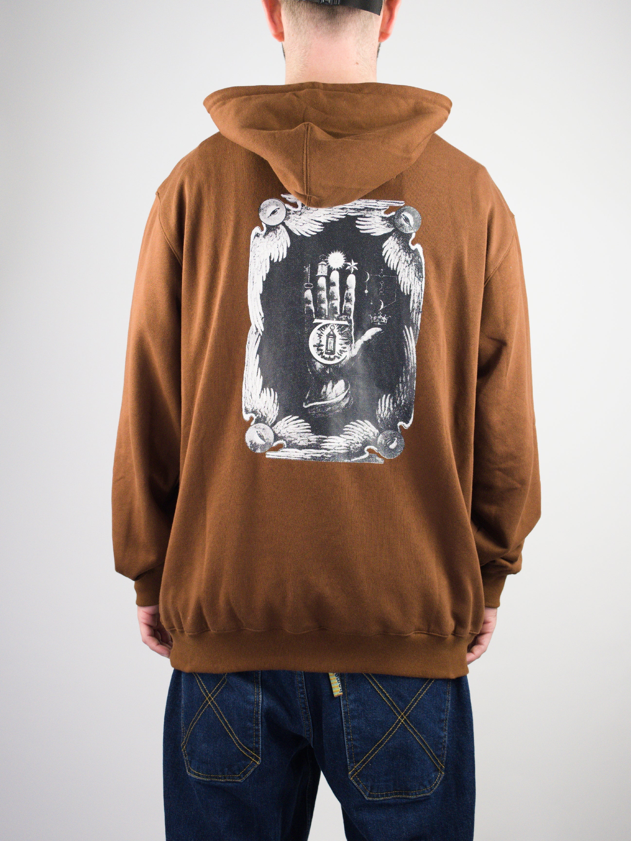 Theories of atlantis - hand pull over hoodie - chocolate brown brown hoodie mystical