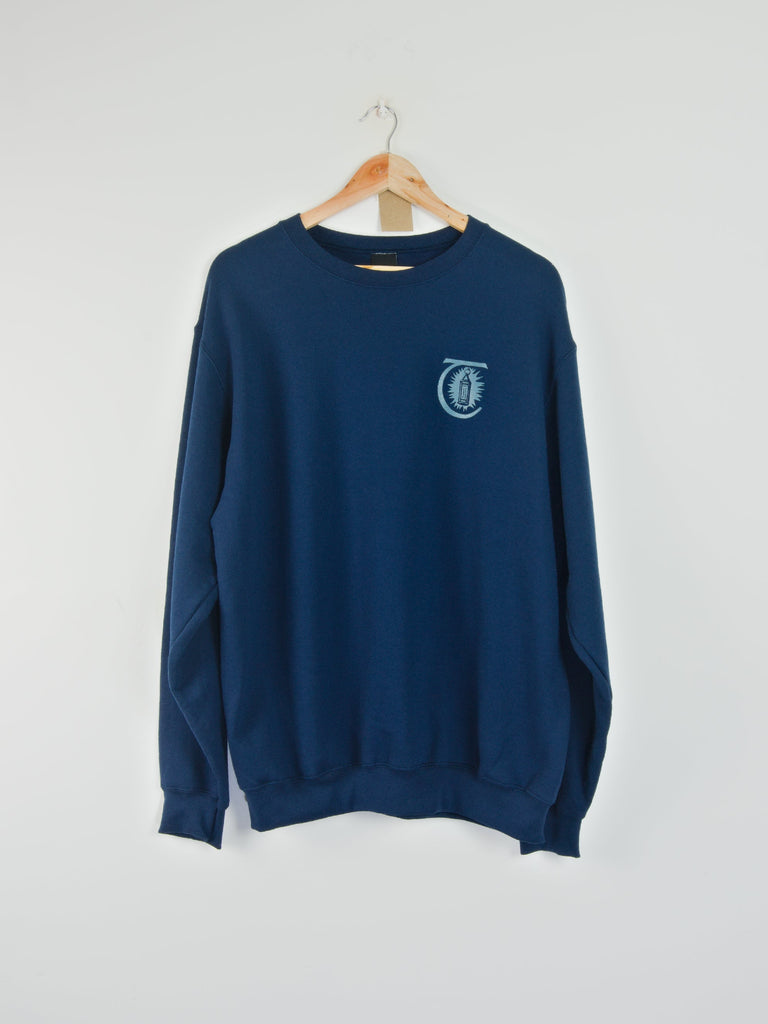 Theories of atlantis - morning star crew neck sweatshirt - navy / grey grind supply company uk