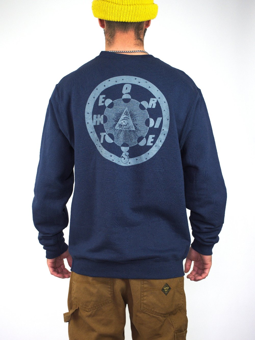 Theories of atlantis - morning star crew neck sweatshirt - navy / grey navy blue sweatshirt