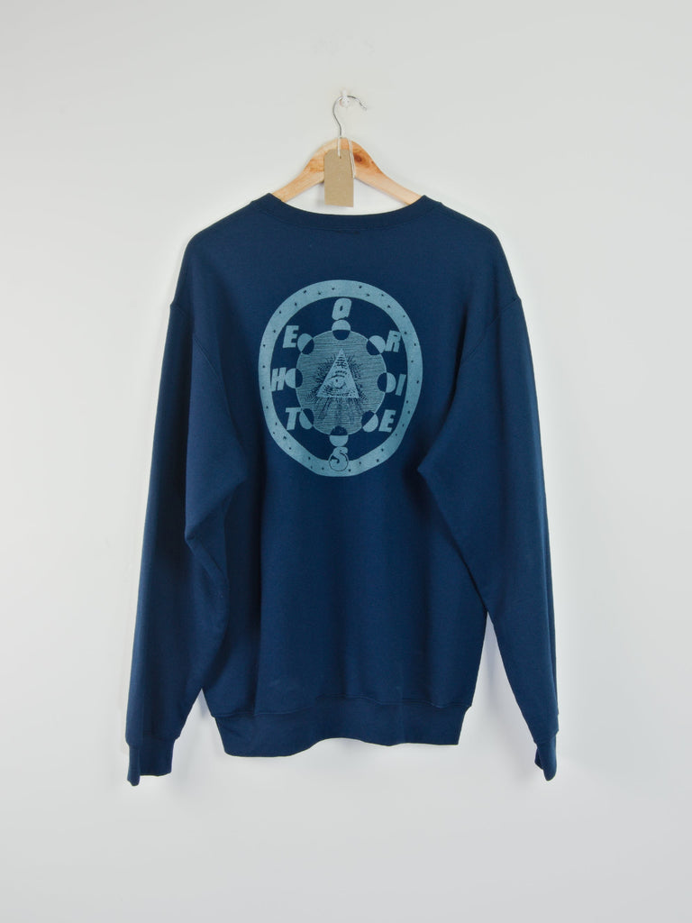 Theories of atlantis - morning star crew neck sweatshirt - navy / grey grind supply company uk