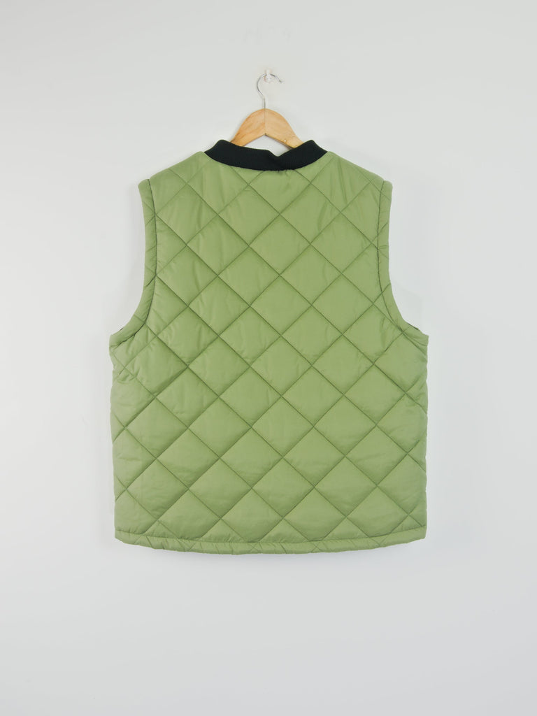 Theories of atlantis - newton quilted reversible vest - khaki / black grind supply company uk