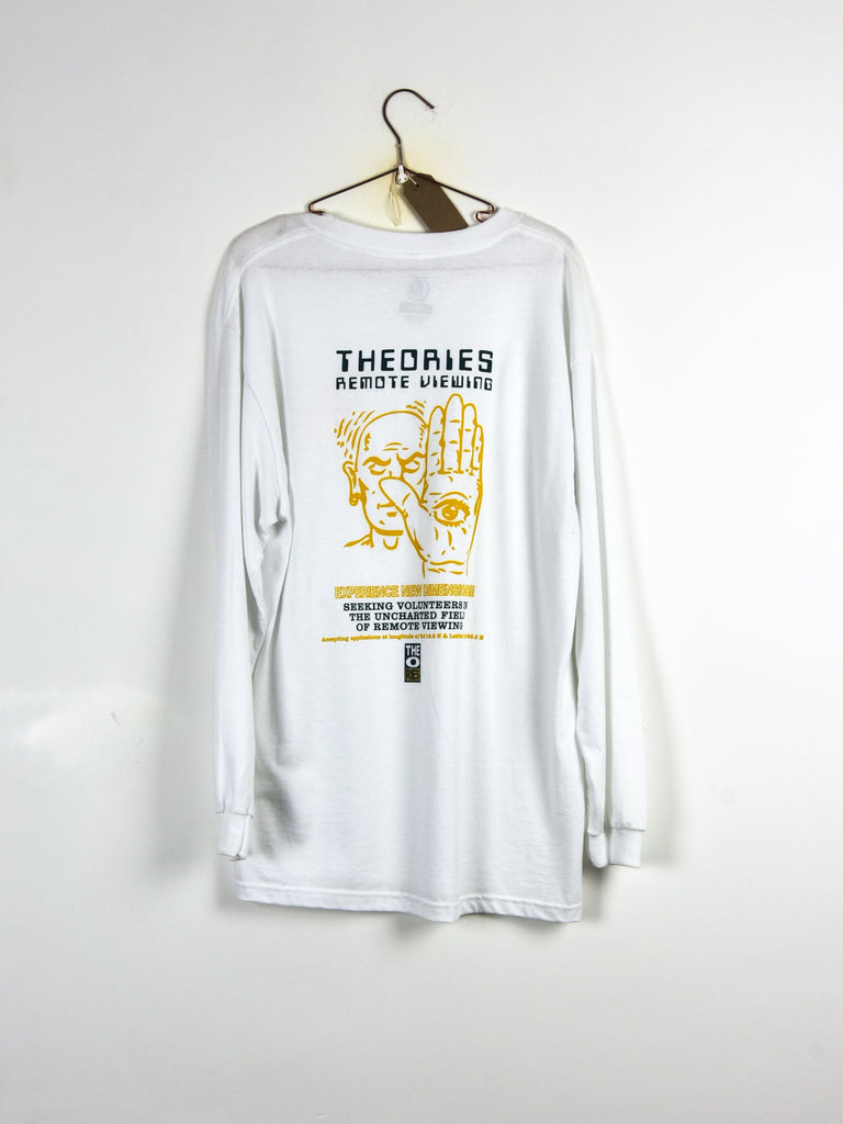 Xl theories of atlantis - remote viewing long sleeve tee shirt - white last one grind supply company uk