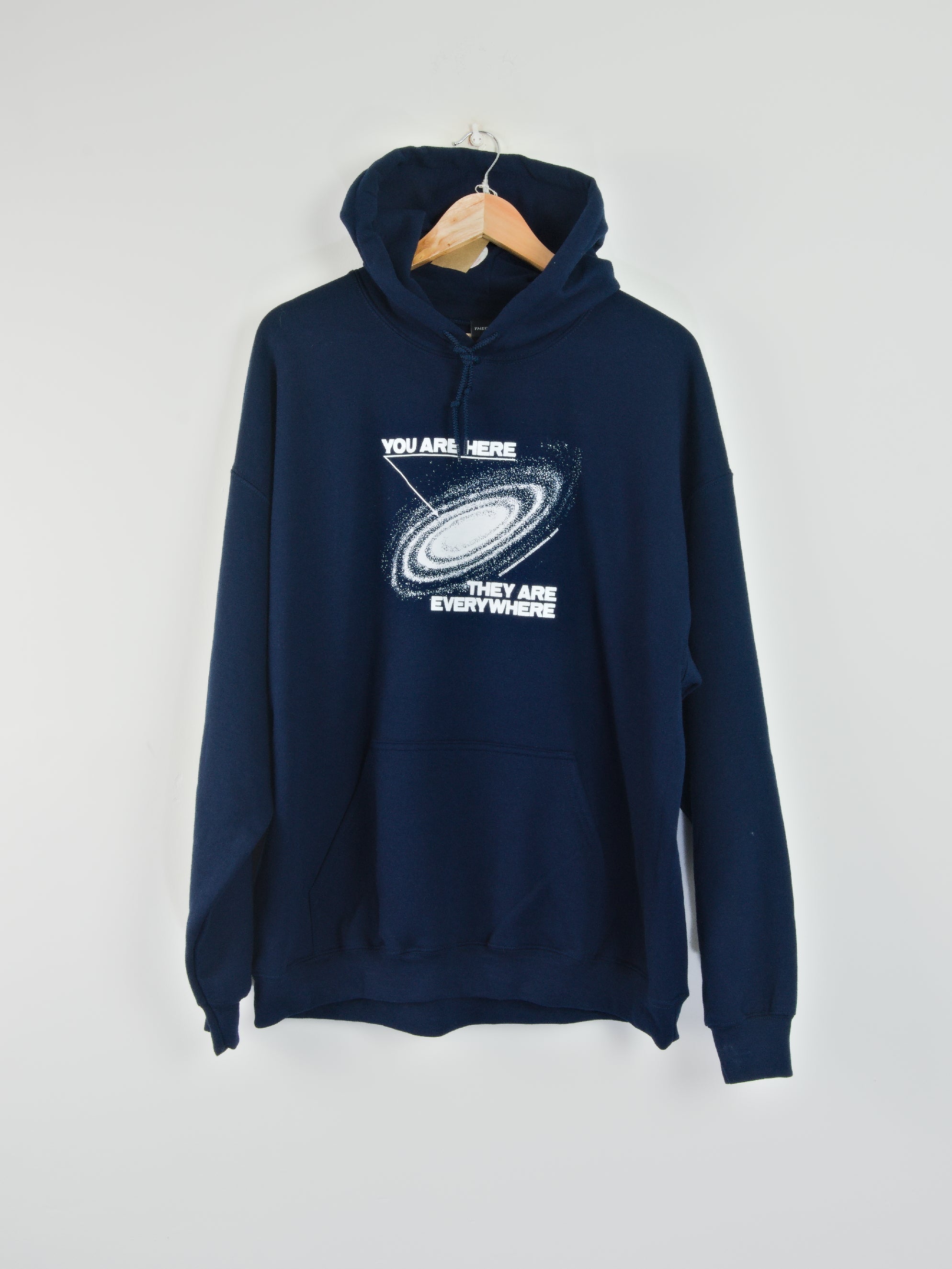 Theories of atlantis - ’you are here’ pull over hoodie - navy blue