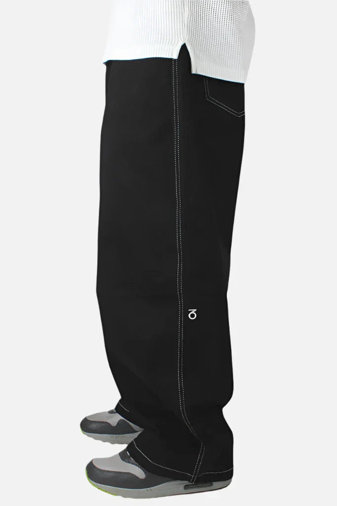 Three sixty london - balloon fit 5 pocket denim jeans - black/white black protective leg