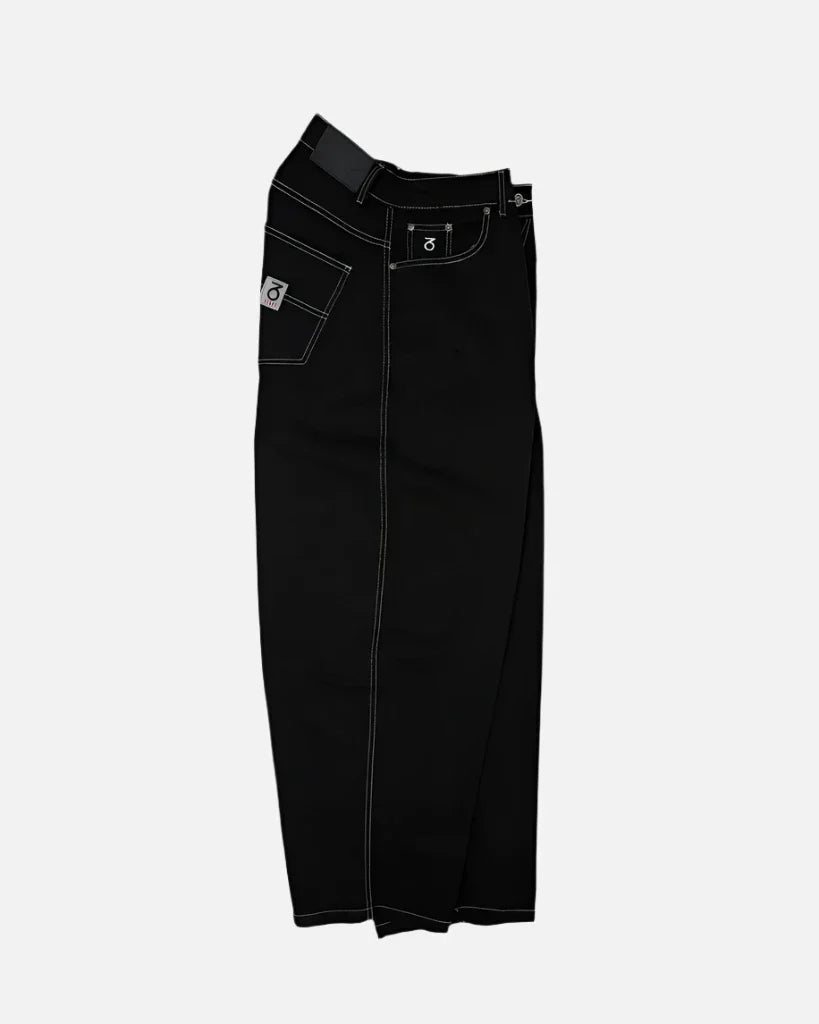 Three sixty london - balloon fit 5 pocket denim jeans - black/white black denim jeans