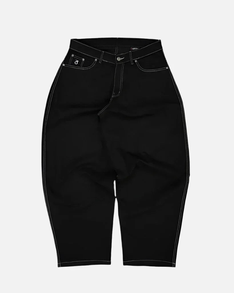 Three sixty london - balloon fit 5 pocket denim jeans - black/white grind supply company uk