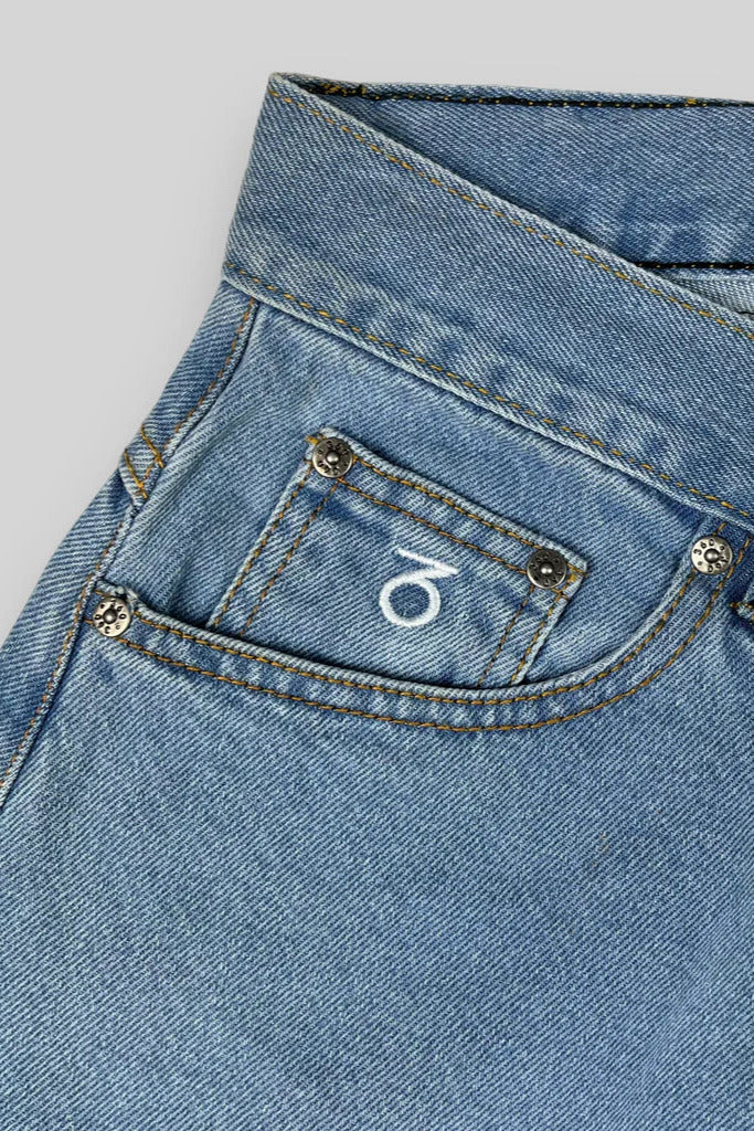 Three sixty london - balloon fit 5 pocket denim jeans - lightwash bue light blue denim