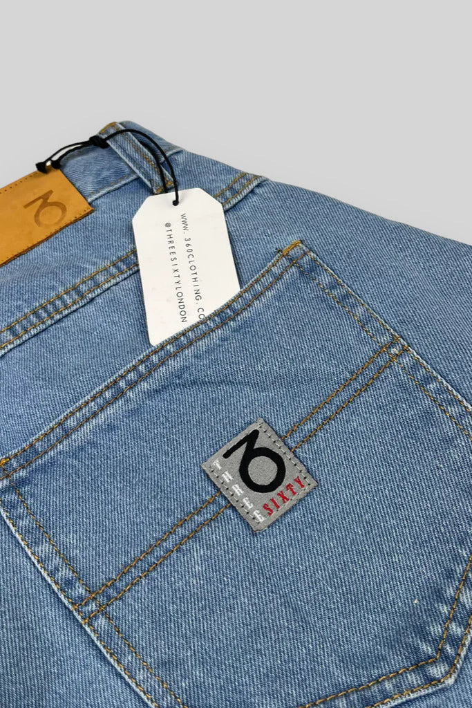 Three sixty london - balloon fit 5 pocket denim jeans - lightwash bue blue denim jeans