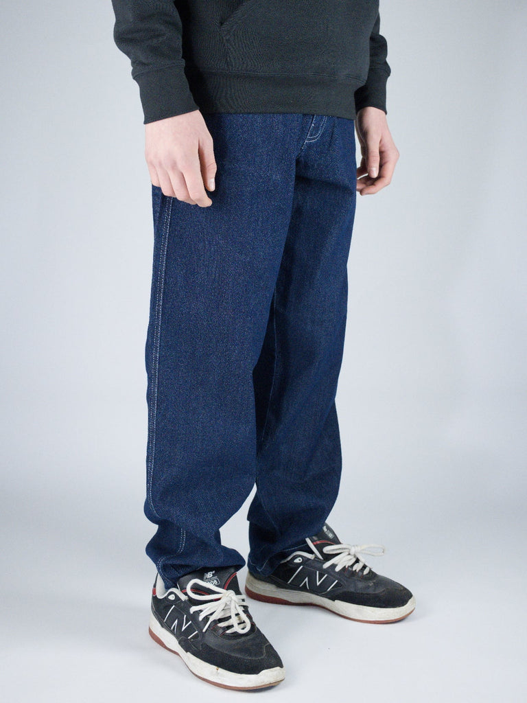 Three sixty london - og baggy fit work denim jeans - dark rinse blue grind supply company uk