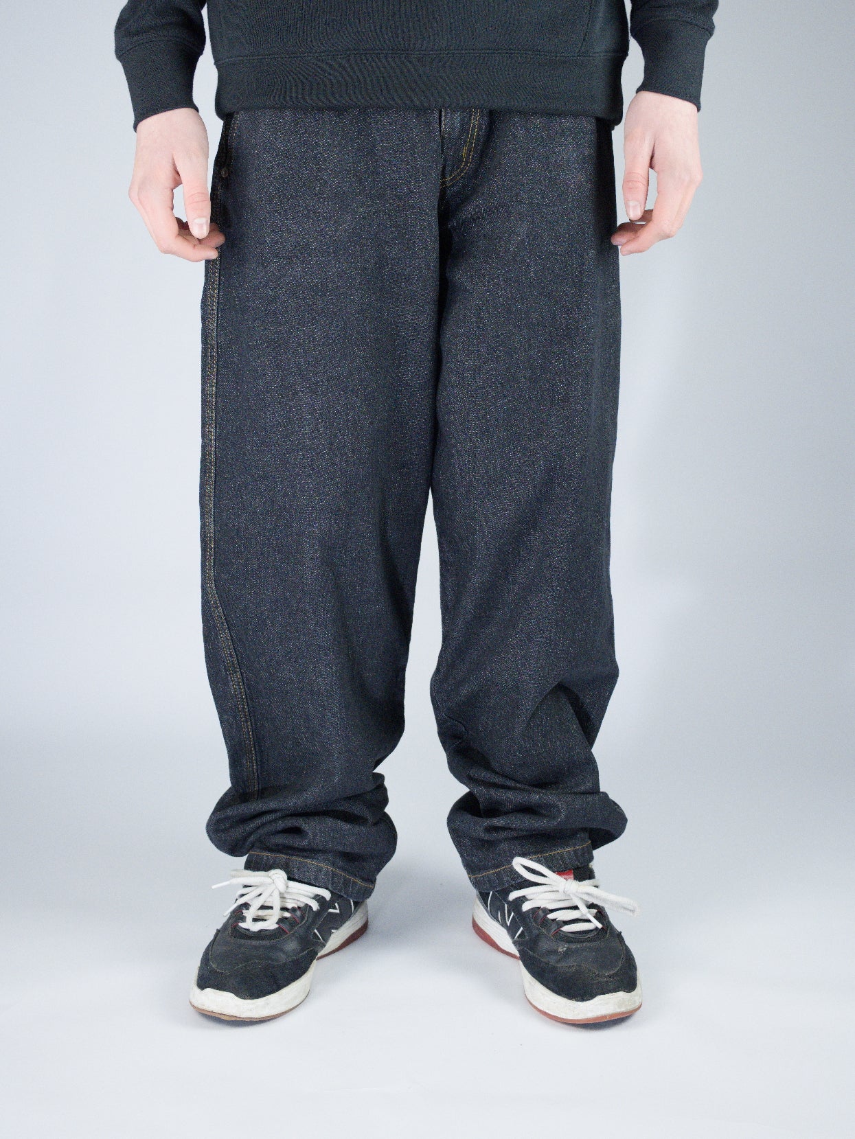 Three sixty london - og baggy fit work denim jeans - washed black