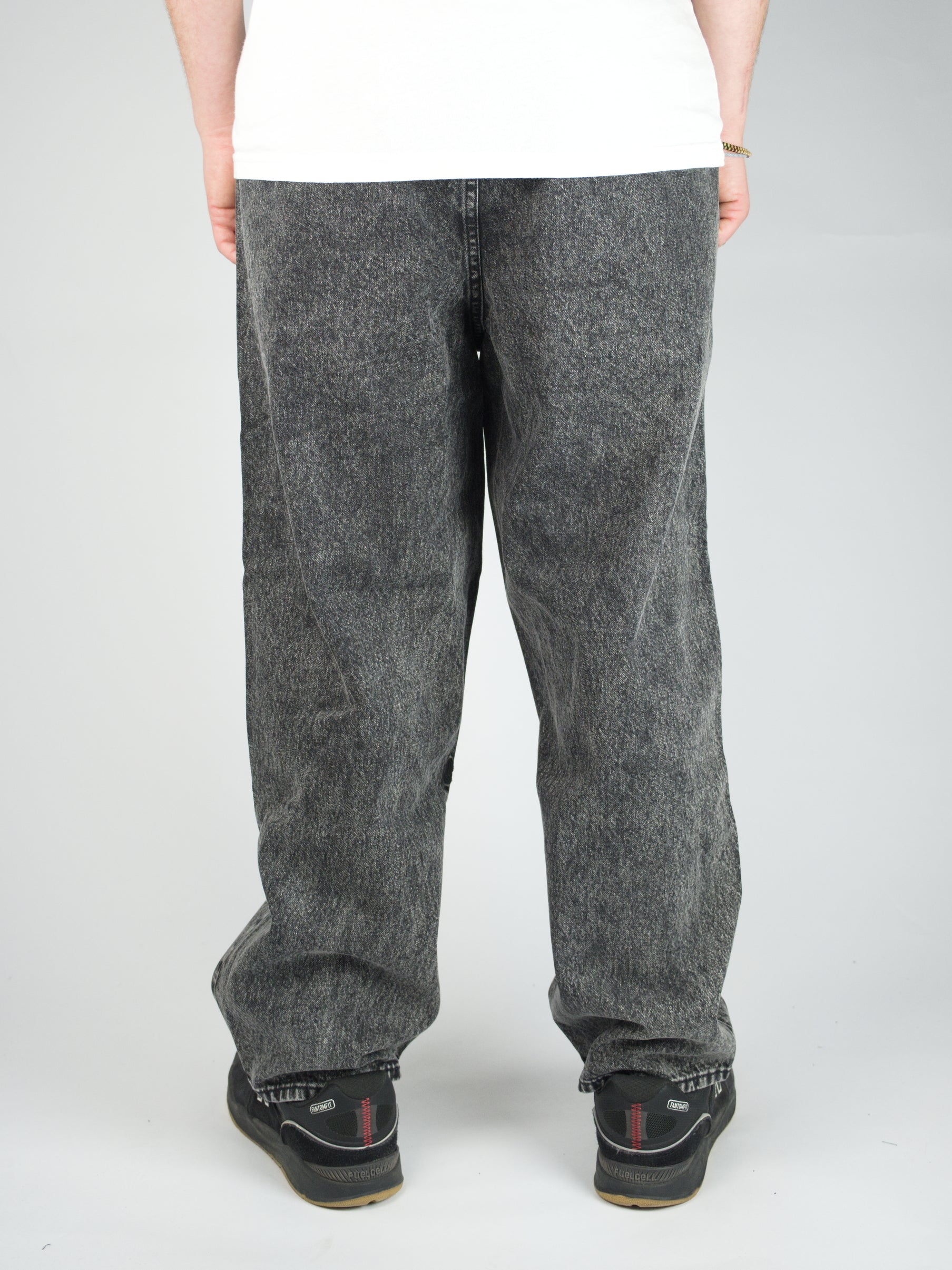 Volcom freazy loose fit denim elasticated wasteband drawstring jeans light acid black