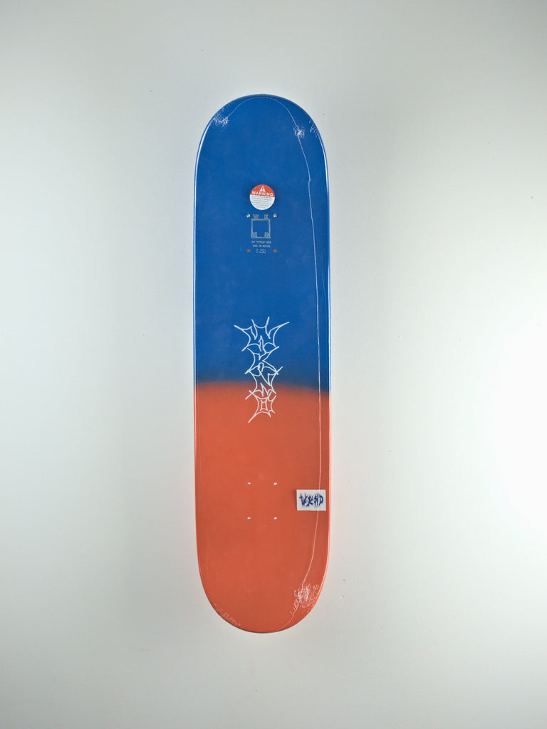 Skateboard deck showcasing Wknd - Neighture Karsten Kleppan Pro Model with color split design