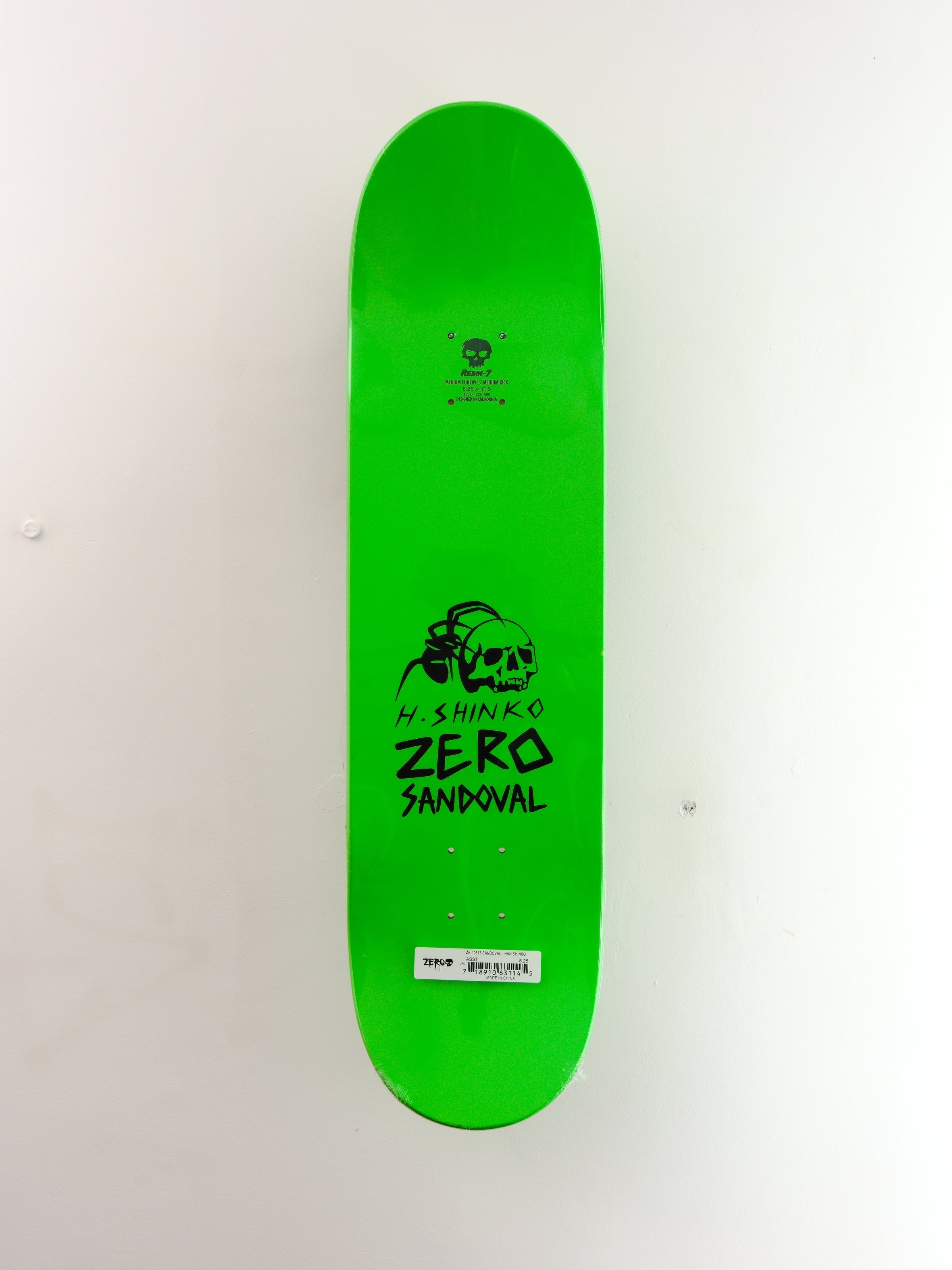 Zero skateboards - x han shinko skateboard deck - tommy sandoval pro 8.25’’ green